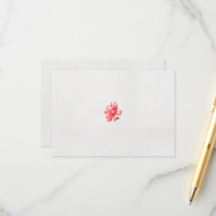 a drawing of a red flower on a white background enclosure card