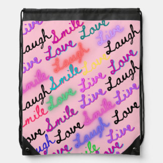 A drawstring backpack with vibrant design.