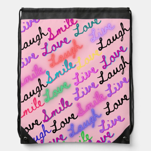 A drawstring backpack with vibrant design. (Front)