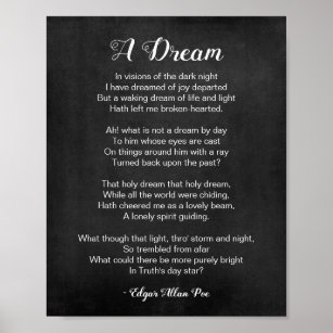 A Dream Poem by Edgar Allan Poe Black and White Poster