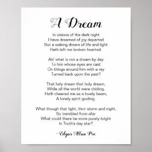 A Dream Poem by Edgar Allan Poe Poster