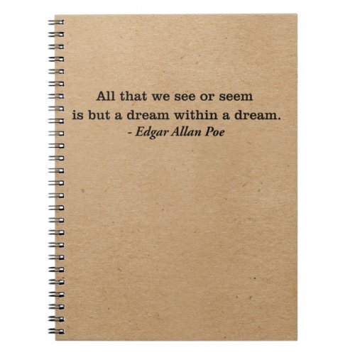 A Dream Within A Dream Poe Quote Notebook