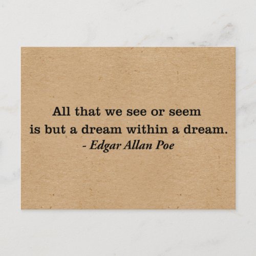 A Dream Within A Dream Poe Quote Postcard