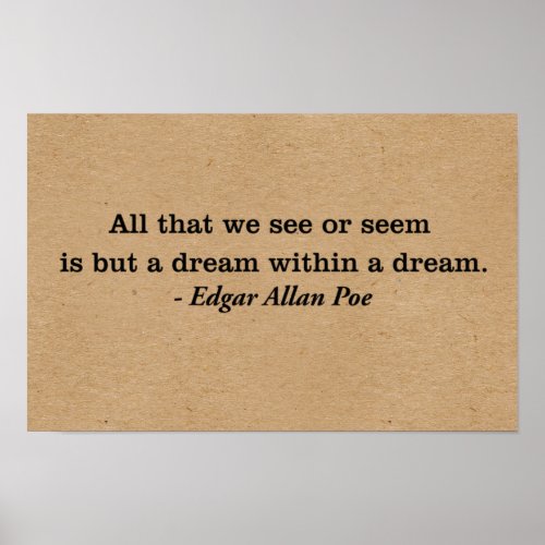 A Dream Within A Dream Poe Quote Poster