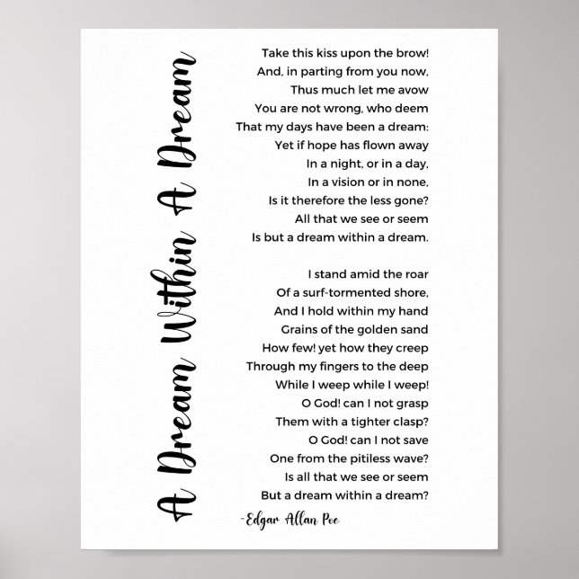 A Dream Within A Dream Poem by Edgar Allan Poe Poster (Front)