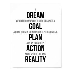 A Dream Written Down With a Date Becomes a Goal Poster
