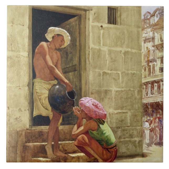 A Drink on the Way, 1876 (w/c on paper) Tile (Front)