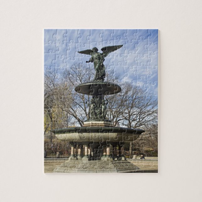A dry winter Bethesda Fountain in Central Park Jigsaw Puzzle (Vertical)
