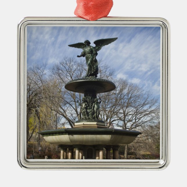 A dry winter Bethesda Fountain in Central Park Metal Ornament (Front)