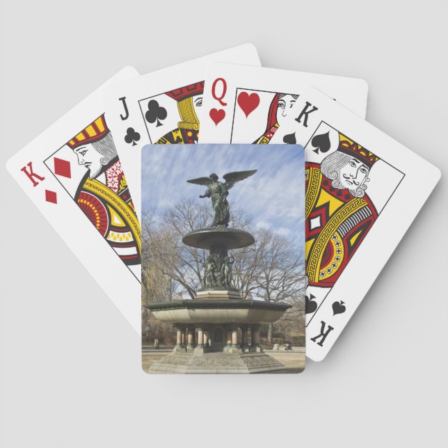 A dry winter Bethesda Fountain in Central Park Poker Cards (Back)