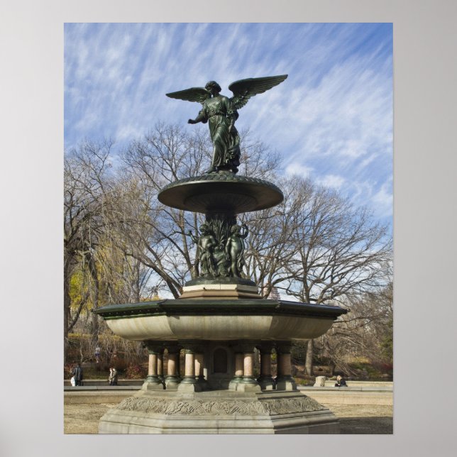 A dry winter Bethesda Fountain in Central Park Poster (Front)