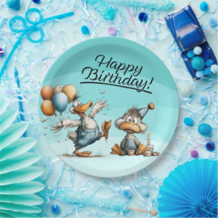 A Duck Cartoon Birthday Paper Plates