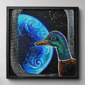 A duck sent into the outer space peel and stick photo tile