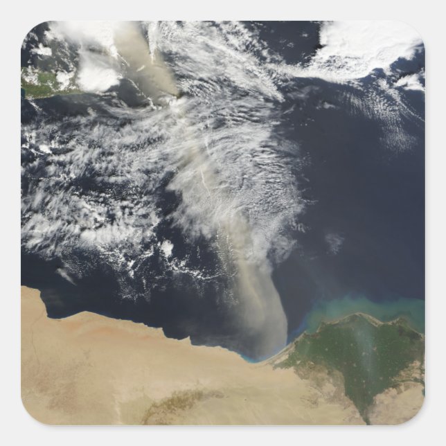 A dust plume square sticker (Front)