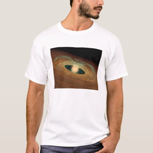 A dusty planet_forming disk in orbit T_Shirt