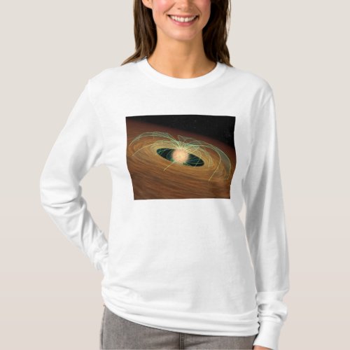 A dusty planet_forming disk in orbit T_Shirt