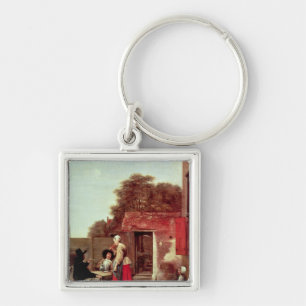 A Dutch Courtyard, c.1658-60 Keychain