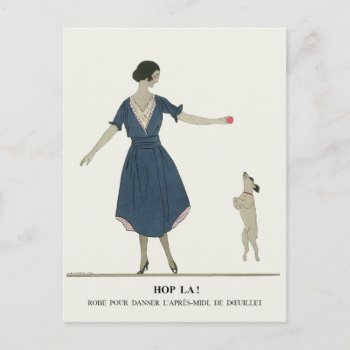 A. E. Marty Art Deco Fashion Illustration Plate Postcard by lazyrivergreetings at Zazzle