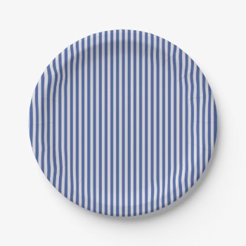 A Elegant Blue And White Nautical Stripes Paper Plates by Chicy_Trend at Zazzle