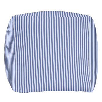 A Elegant Blue And White Nautical Stripes Pouf by Chicy_Trend at Zazzle