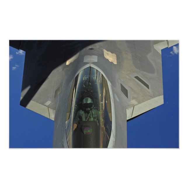 A F-22 Raptor receives fuel from a KC-135 Photo Print (Front)