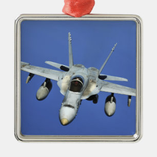 A F/A-18 Hornet participates in a mission Metal Ornament