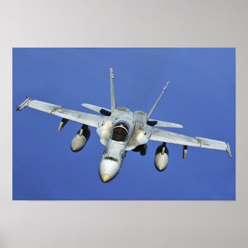 A FA_18 Hornet participates in a mission Poster