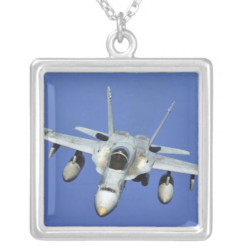 A FA_18 Hornet participates in a mission Silver Plated Necklace