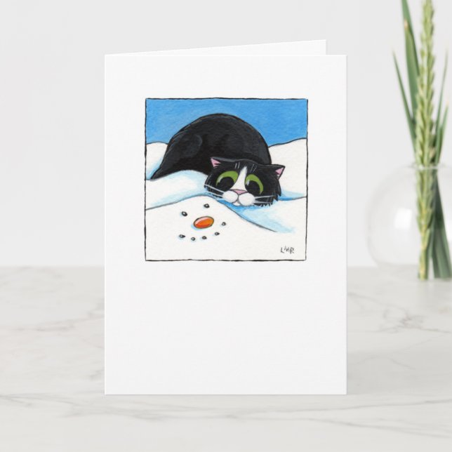 A Face in the Snow - Christmas Cat Card (Front)