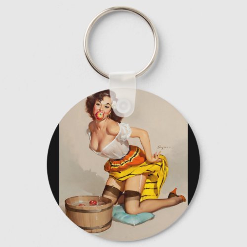 A Fair Catch Pin Up Art Keychain