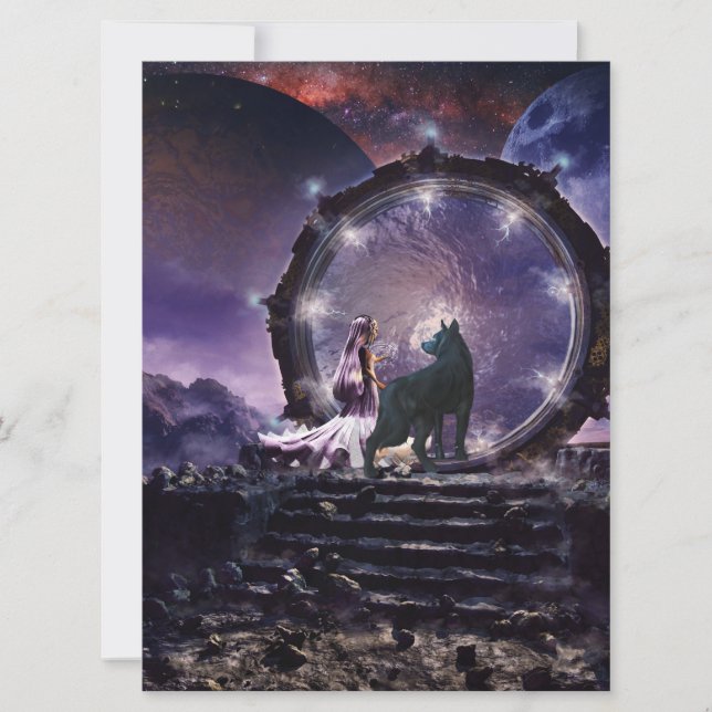 A fairy and a dark wolf  card (Front)