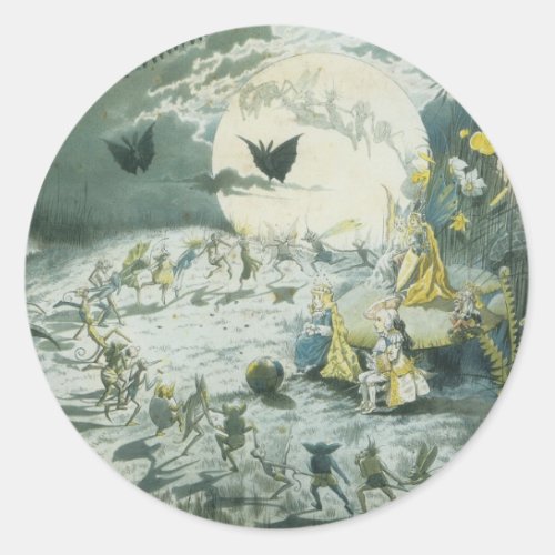 A Fairy Dance Full Moon Classic Round Sticker
