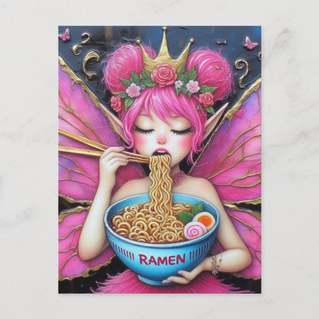 A Fairy Eating Ramen Postcard (Front)