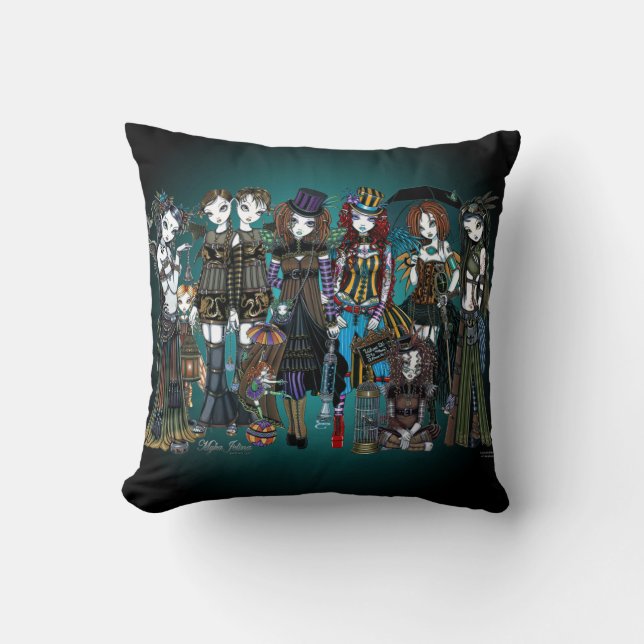 A Fairy Steampunk Circus Throw Pillow (Front)