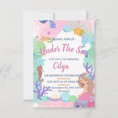 A Fairy Tale Birthday Party in the Ocean Thank You Card