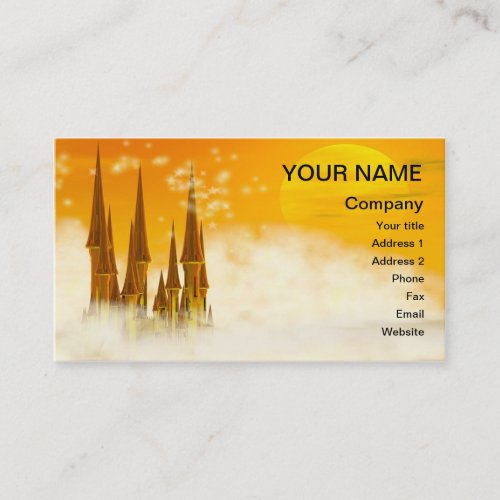 A fairy tale castle in the clouds business card