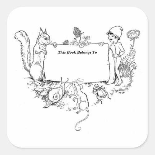 A fairy_world bookplate square sticker