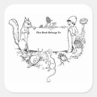 A fairy-world bookplate. square sticker