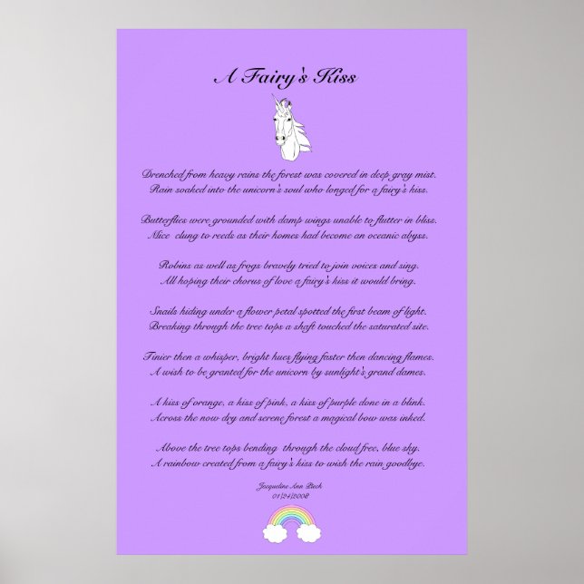 A Fairy's Kiss Children's Poster (Front)