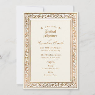 A Fairytale Ivory Gold Bridal Shower Invitation