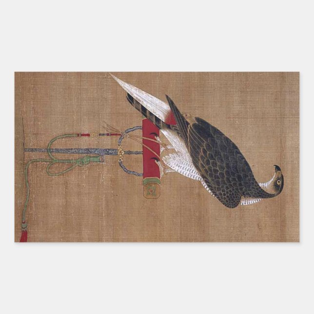A Falcon - 16th Century Korean Scroll Rectangular Sticker (Front)
