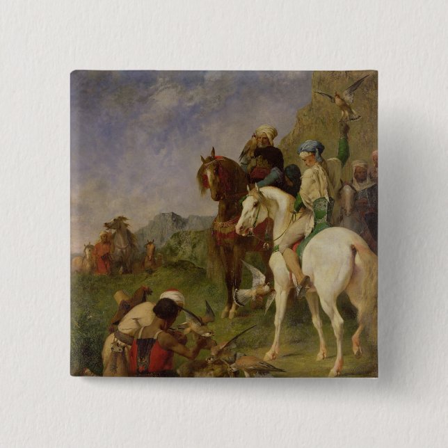 A Falcon Hunt in Algeria Button (Front)