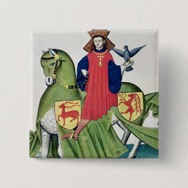 A Falconer, from Codex de Capodilista Button (Front)