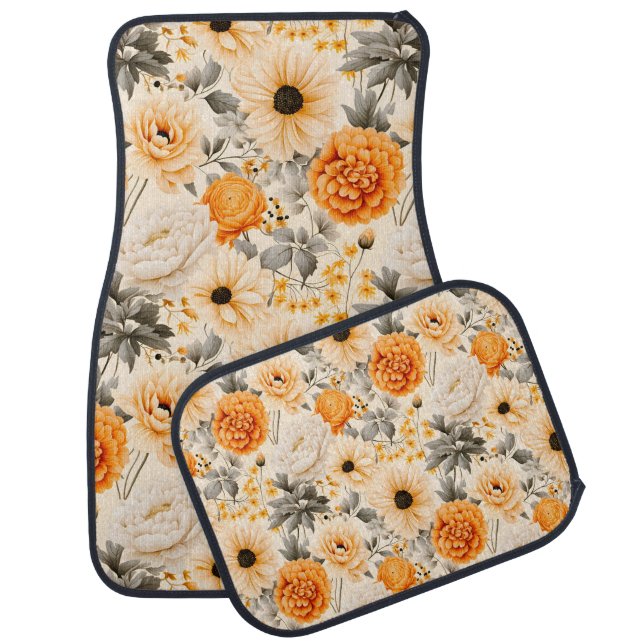 A Fall Floral Series Design 1 Car Floor Mat (Set)