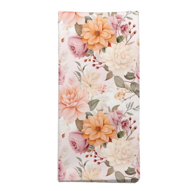 A Fall Floral Series Design 2 Cloth Napkin (Folded)