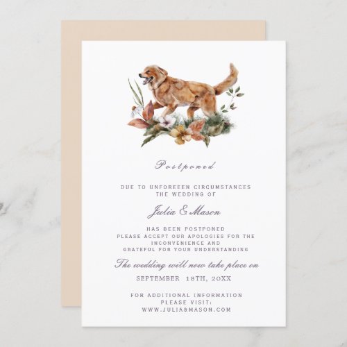 A  Fall Flowers  Dog   Postponed Wedding Invitation