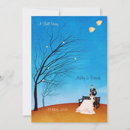A Fall in love Story Wedding Invitation
