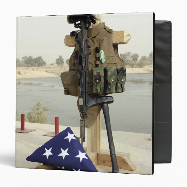 A fallen soldiers gear display 3 ring binder (Front/Inside)