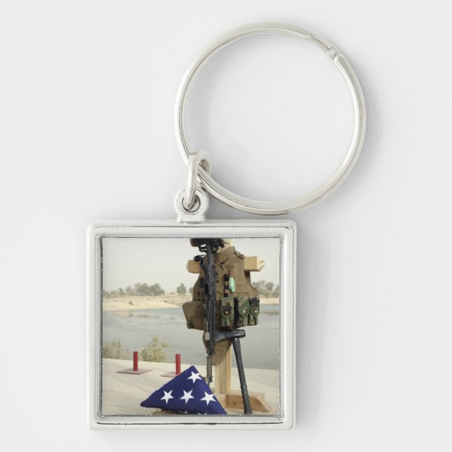 A fallen soldiers gear display keychain (Front)