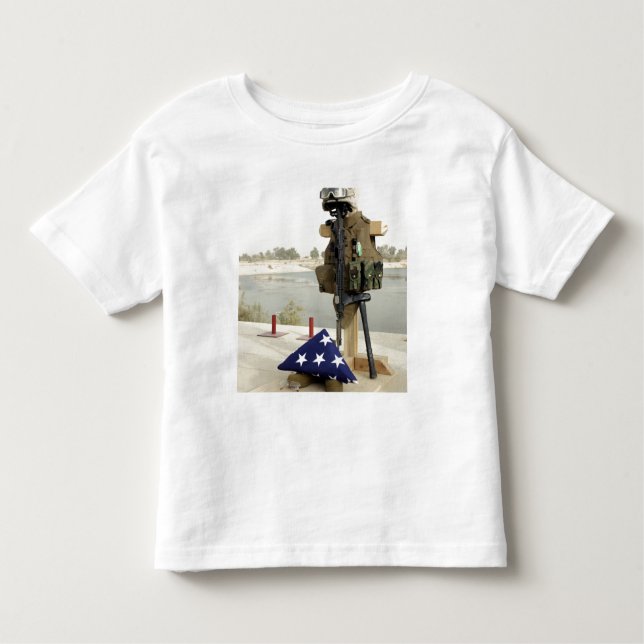 A fallen soldiers gear display toddler t-shirt (Front)